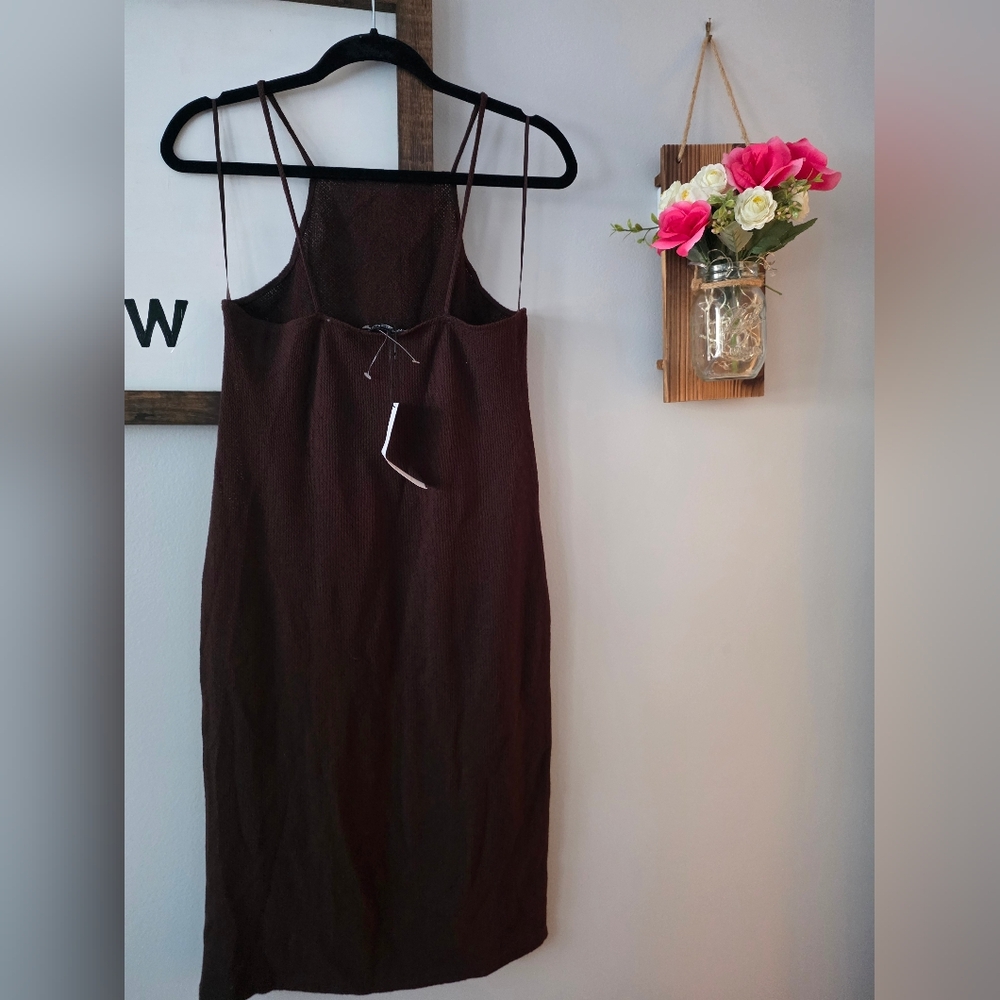 Zara Brown Textured Knit Dress NWT Size Medium - Picture 3 of 6